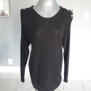 INC International Concepts Grommet Cold-Shoulder Sweater Emerald Size Small NWT